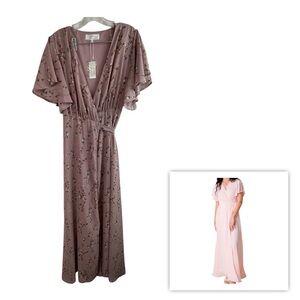 Arbor Naples Women's Dainty Fairy Flutter Sleeve Wrap Maxi Brides Maid Dress XL